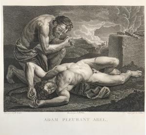 "Adão chorando Abel" - Gravura a buril - Gerard Rene Le Vilain - 1789